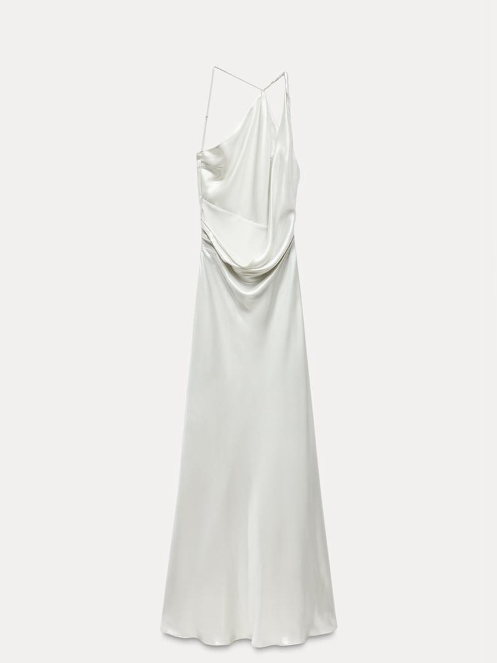 Zara Elegant Silver Satin One-Shoulder Maxi Dress Plus Size XXL - Picture 3 of 5